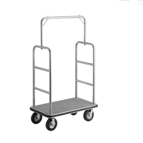 Stainless Steel Bellman Cart with Gray Carpet Base