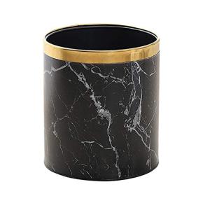 Marble Print Metal Trash Can Garbage Bin 