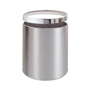 Round trash can with stainless steel bag fixer 