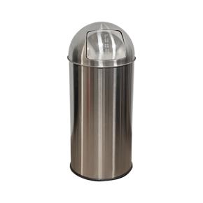 50 Litre Stainless Steel Round Push Lid Bin With Removable Inner Bucket