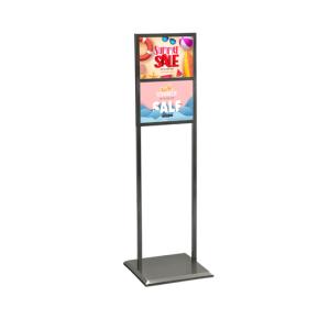 Floor Standing Sign Holder - Double Tier,Silver 