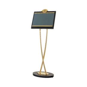 Luxury gold plate display stand with marble base for hotel    