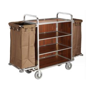 Hotel housekeeping trolley , stainless steel frame with MDF panel 