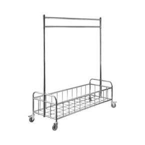 Stainless steel hotel garment rack with laundry basket 