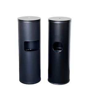 Black Stainless Steel Floor Stand Wipe Dispenser with Built-in Trash Can